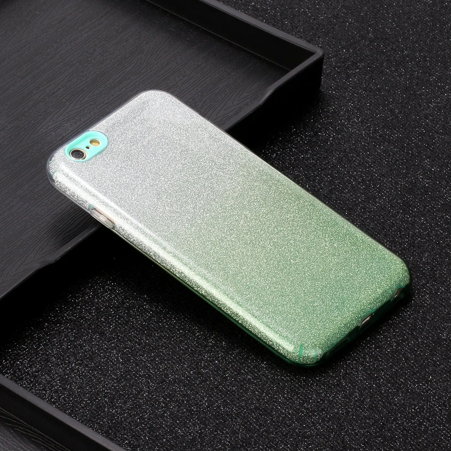 For iphone 6/6S/6 plus/6S plus/7/8/SE 2020 Phone Case Gradient Color Glitter Powder Phone Cover with Airbag Bracket Pink