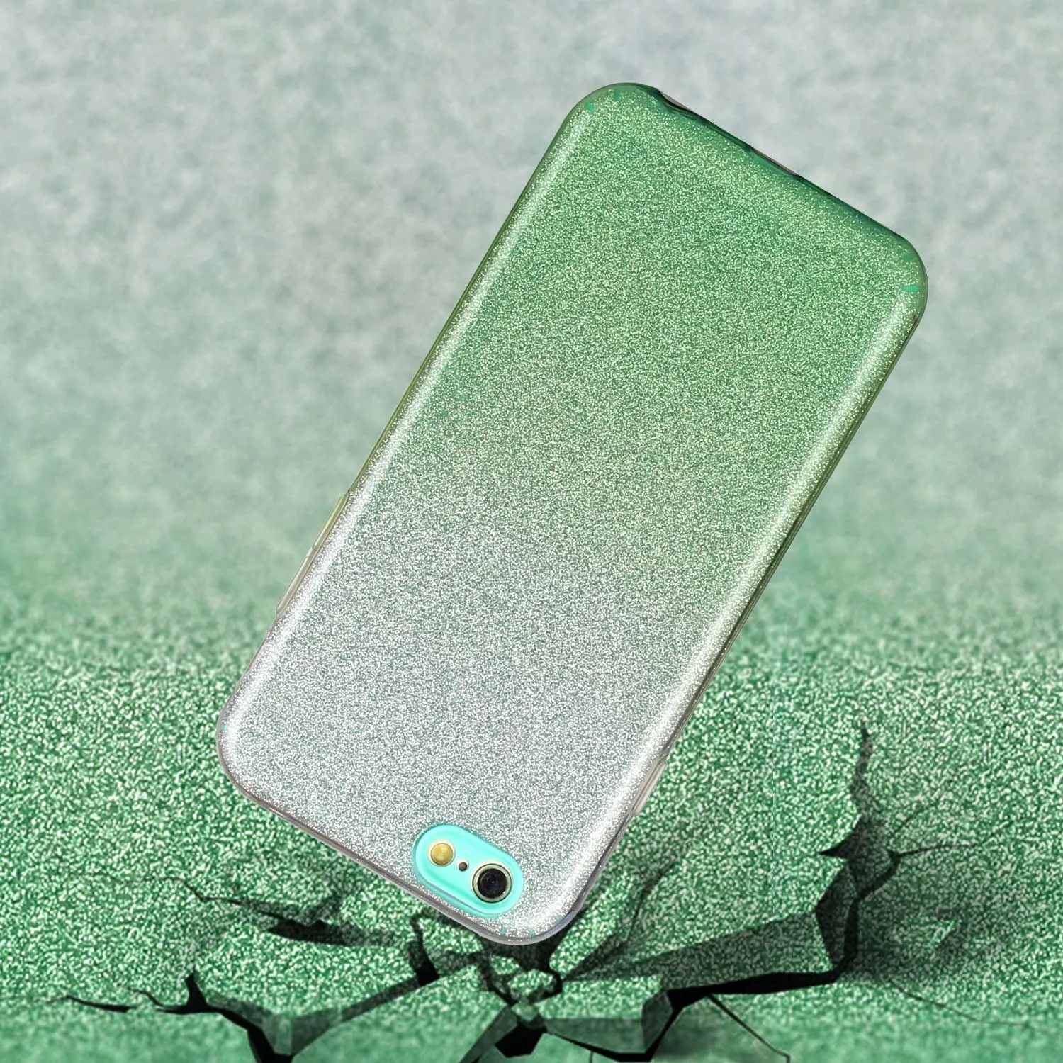 For iphone 6/6S/6 plus/6S plus/7/8/SE 2020 Phone Case Gradient Color Glitter Powder Phone Cover with Airbag Bracket Pink