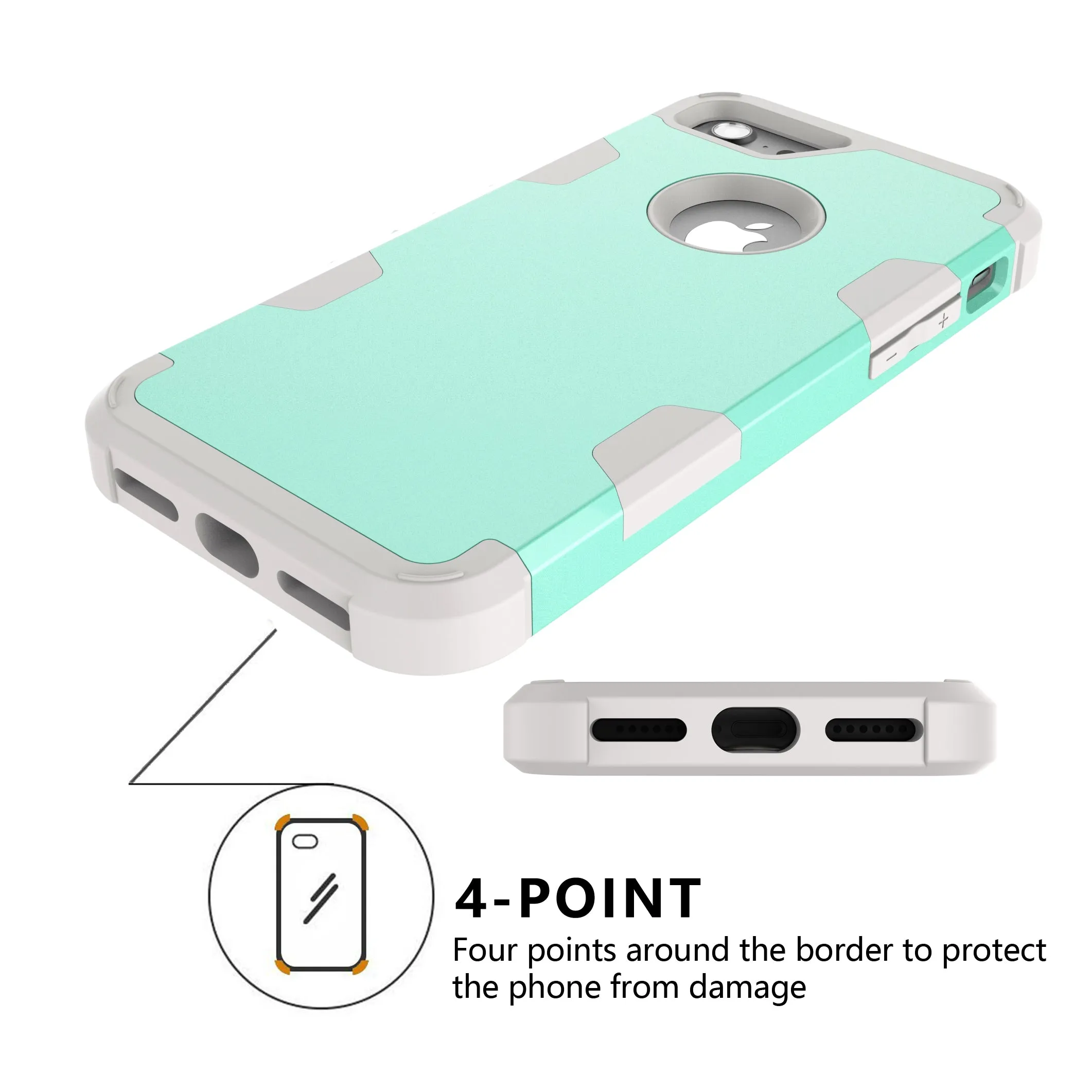 For iPhone 7 PC  Silicone 2 in 1 Hit Color Tri-proof Shockproof Dustproof Anti-fall Protective Cover Back Case black