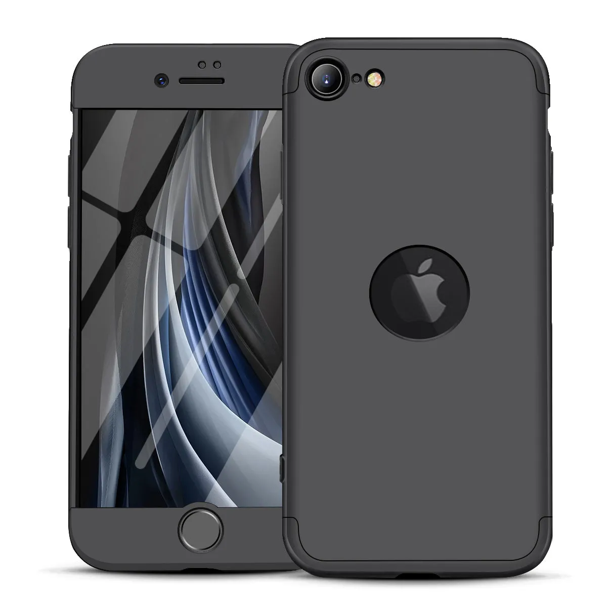 For Iphone SE 2020 360Dgree Full Protection Phone Case Protector Shockproof PC Phone Back Cover black