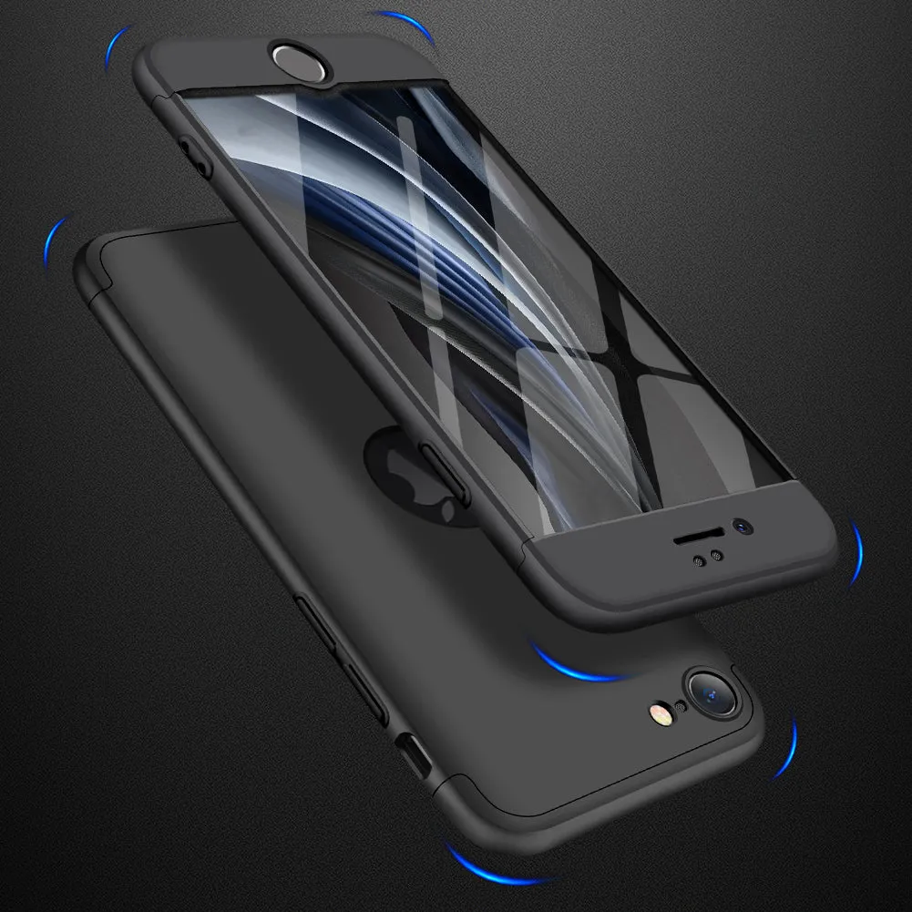 For Iphone SE 2020 360Dgree Full Protection Phone Case Protector Shockproof PC Phone Back Cover black