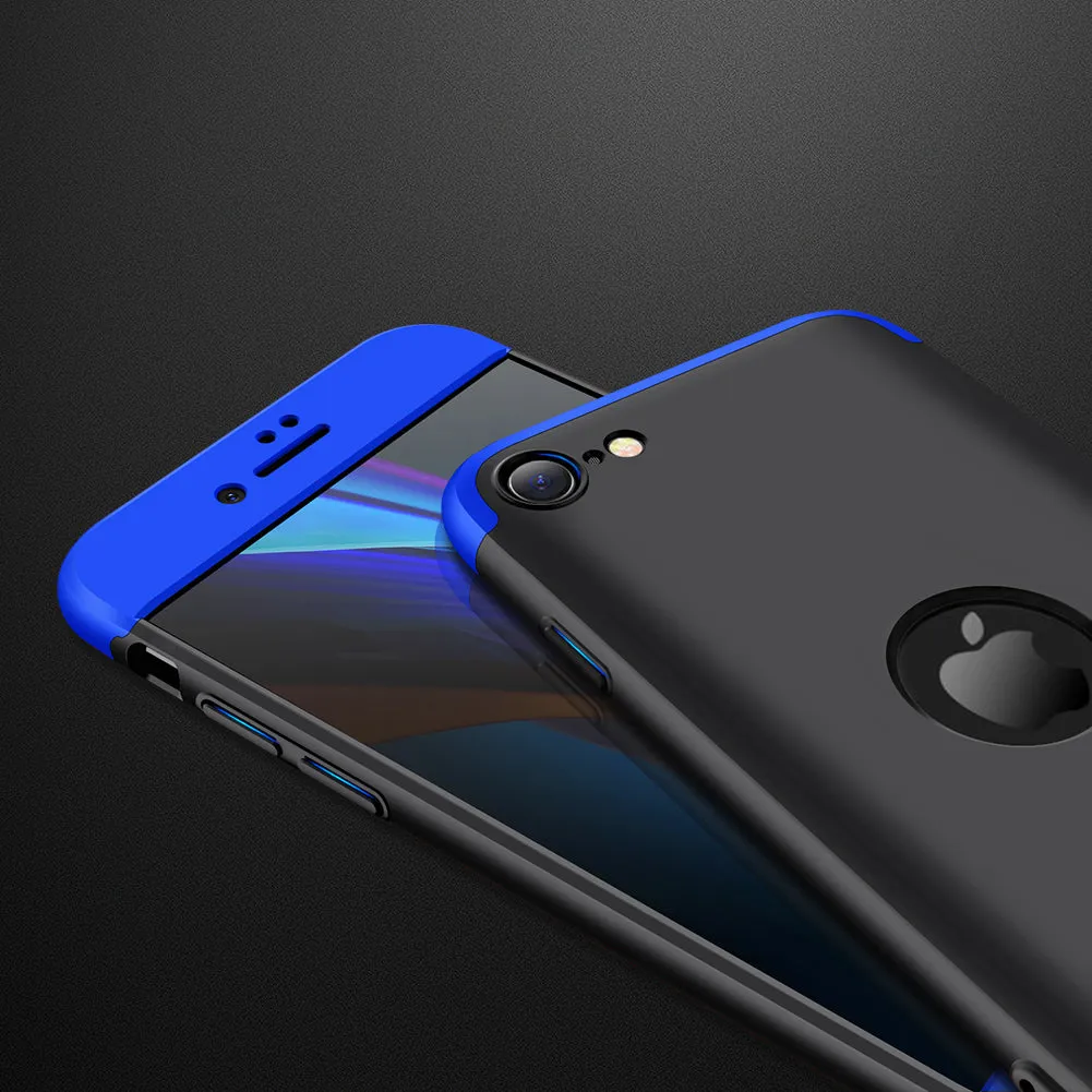 For Iphone SE 2020 360Dgree Full Protection Phone Case Protector Shockproof PC Phone Back Cover Blue black blue