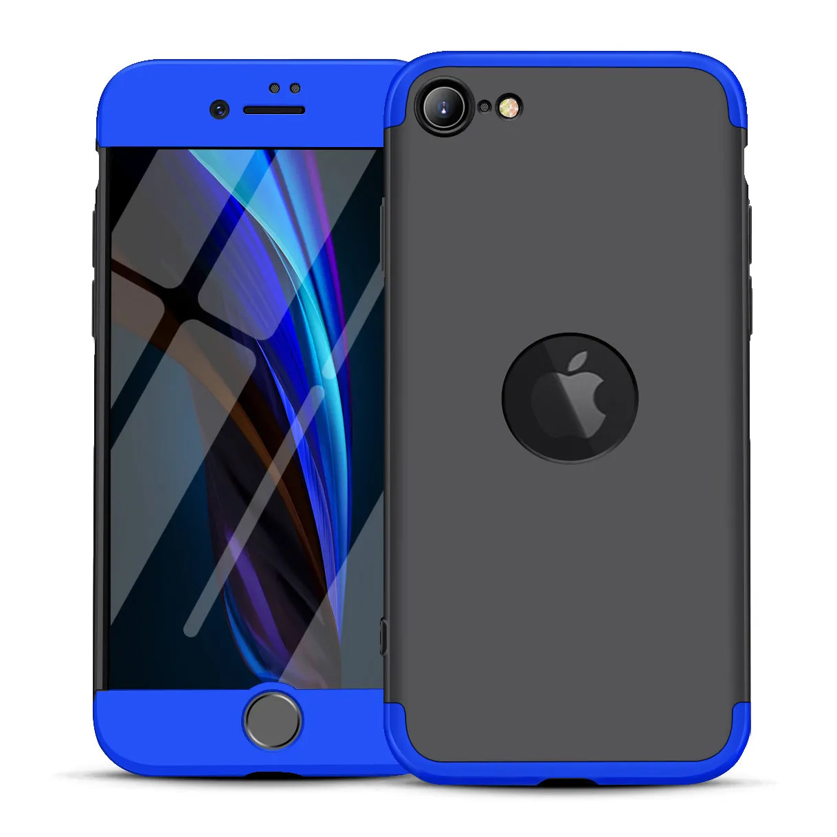 For Iphone SE 2020 360Dgree Full Protection Phone Case Protector Shockproof PC Phone Back Cover Blue black blue
