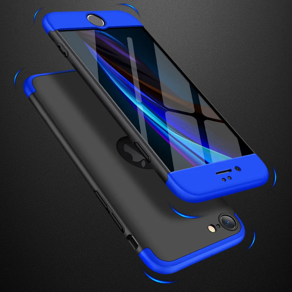 For Iphone SE 2020 360Dgree Full Protection Phone Case Protector Shockproof PC Phone Back Cover Blue black blue