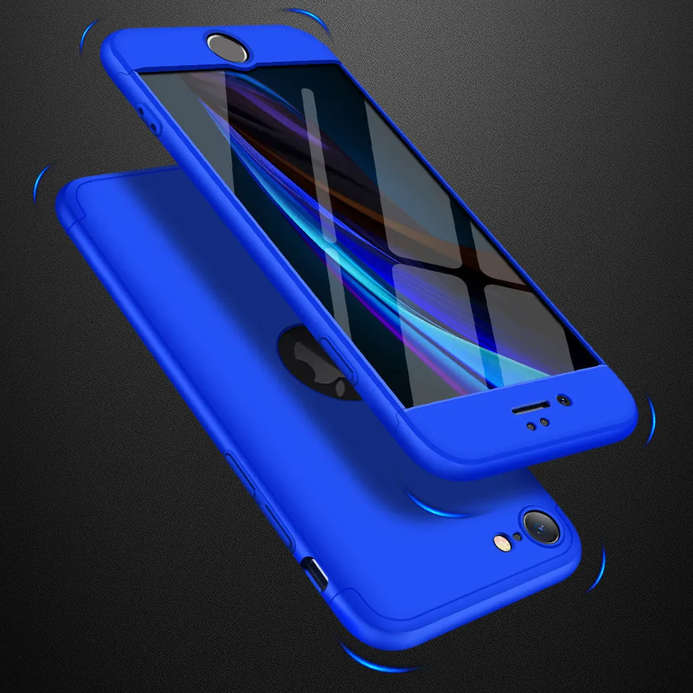 For Iphone SE 2020 360Dgree Full Protection Phone Case Protector Shockproof PC Phone Back Cover blue