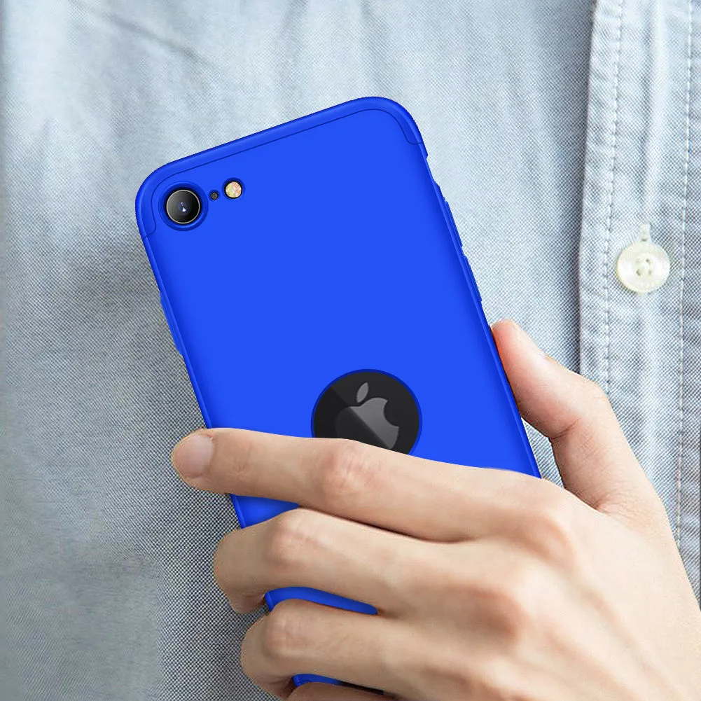 For Iphone SE 2020 360Dgree Full Protection Phone Case Protector Shockproof PC Phone Back Cover blue