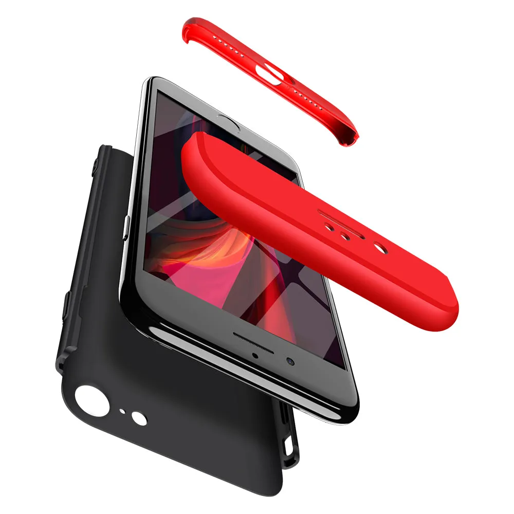 For Iphone SE 2020 360Dgree Full Protection Phone Case Protector Shockproof PC Phone Back Cover Red black red