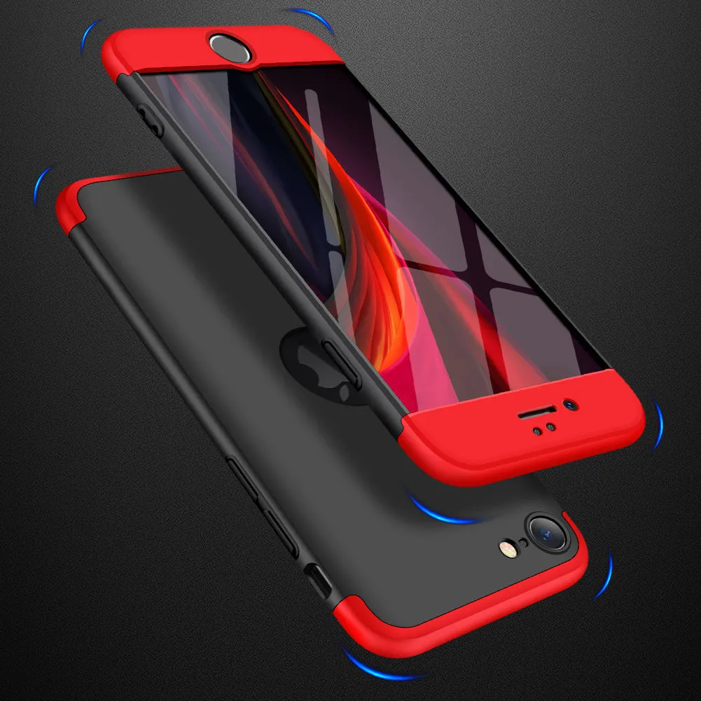 For Iphone SE 2020 360Dgree Full Protection Phone Case Protector Shockproof PC Phone Back Cover Red black red