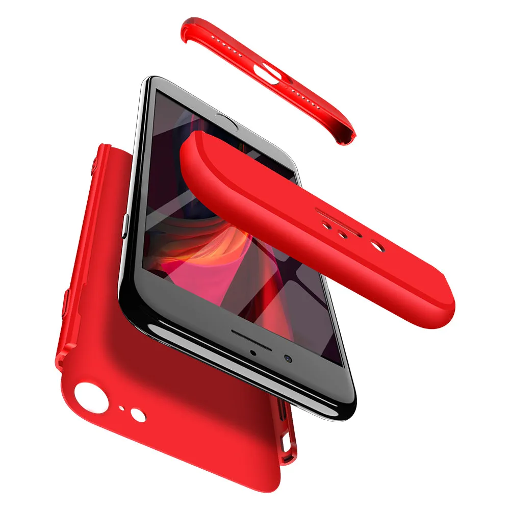 For Iphone SE 2020 360Dgree Full Protection Phone Case Protector Shockproof PC Phone Back Cover Red black red
