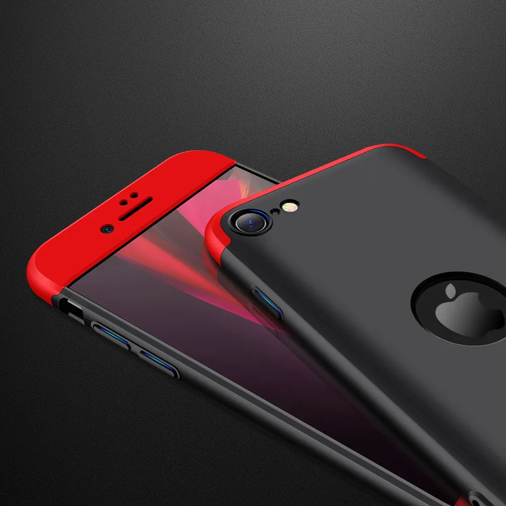 For Iphone SE 2020 360Dgree Full Protection Phone Case Protector Shockproof PC Phone Back Cover Red black red