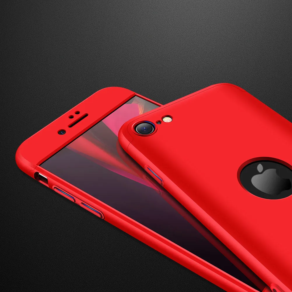For Iphone SE 2020 360Dgree Full Protection Phone Case Protector Shockproof PC Phone Back Cover red