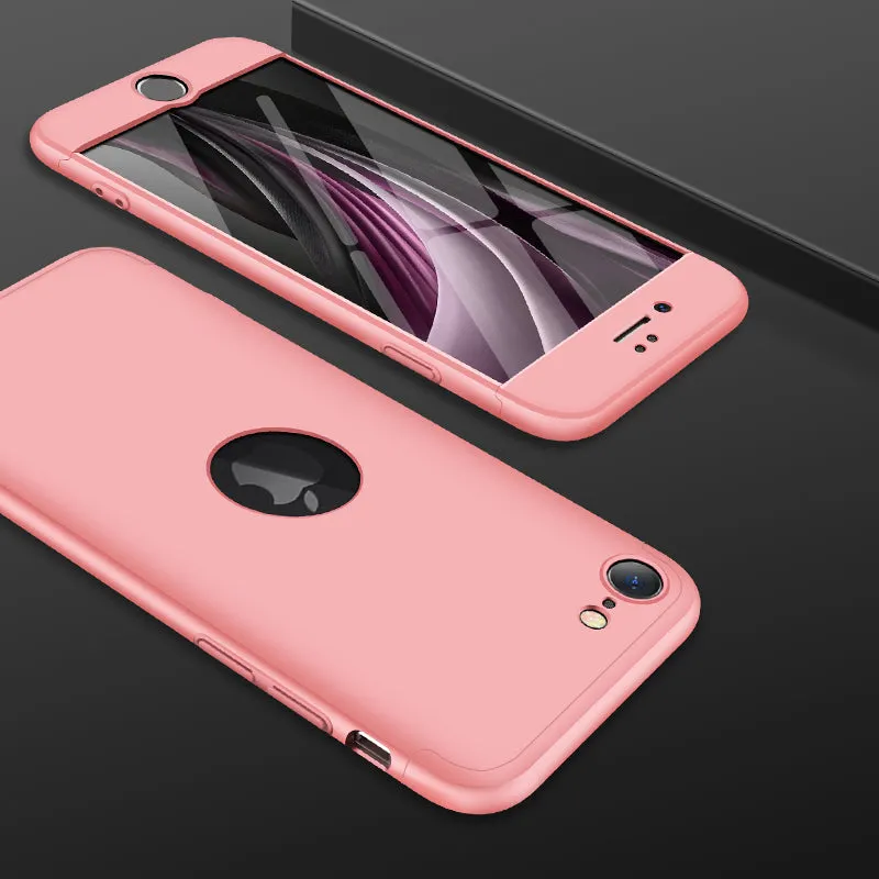 For Iphone SE 2020 360Dgree Full Protection Phone Case Protector Shockproof PC Phone Back Cover Rose gold