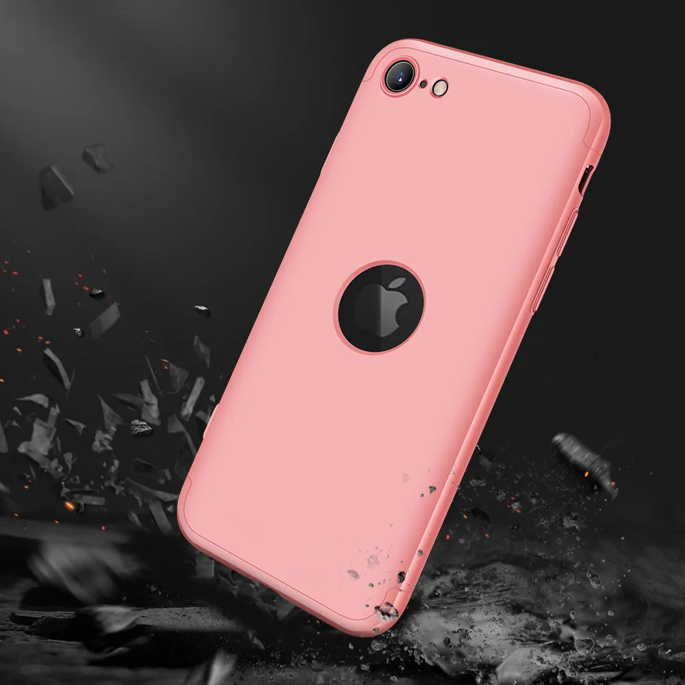 For Iphone SE 2020 360Dgree Full Protection Phone Case Protector Shockproof PC Phone Back Cover Rose gold