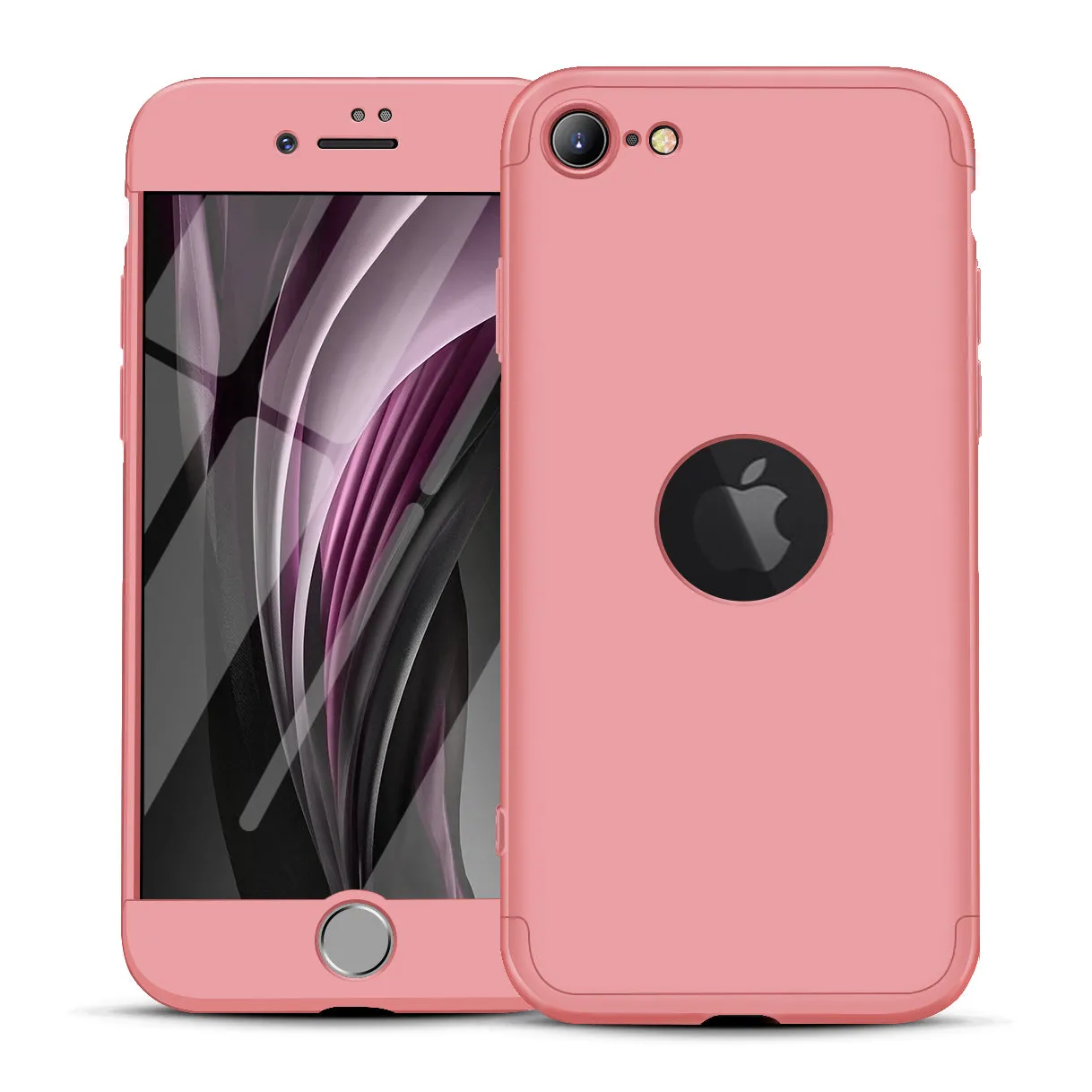 For Iphone SE 2020 360Dgree Full Protection Phone Case Protector Shockproof PC Phone Back Cover Rose gold
