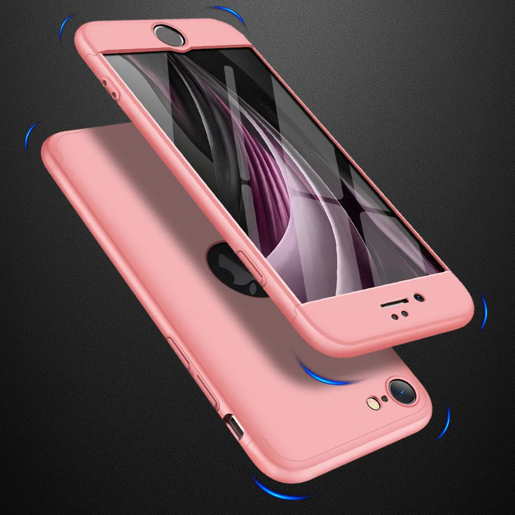 For Iphone SE 2020 360Dgree Full Protection Phone Case Protector Shockproof PC Phone Back Cover Rose gold