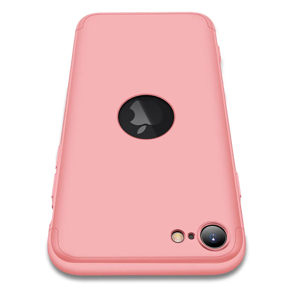 For Iphone SE 2020 360Dgree Full Protection Phone Case Protector Shockproof PC Phone Back Cover Rose gold