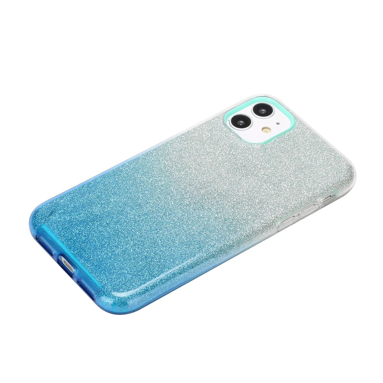 For iphone X/XS/XR/XS MAX/11/11 pro MAX Phone Case Gradient Color Glitter Powder Phone Cover with Airbag Bracket blue