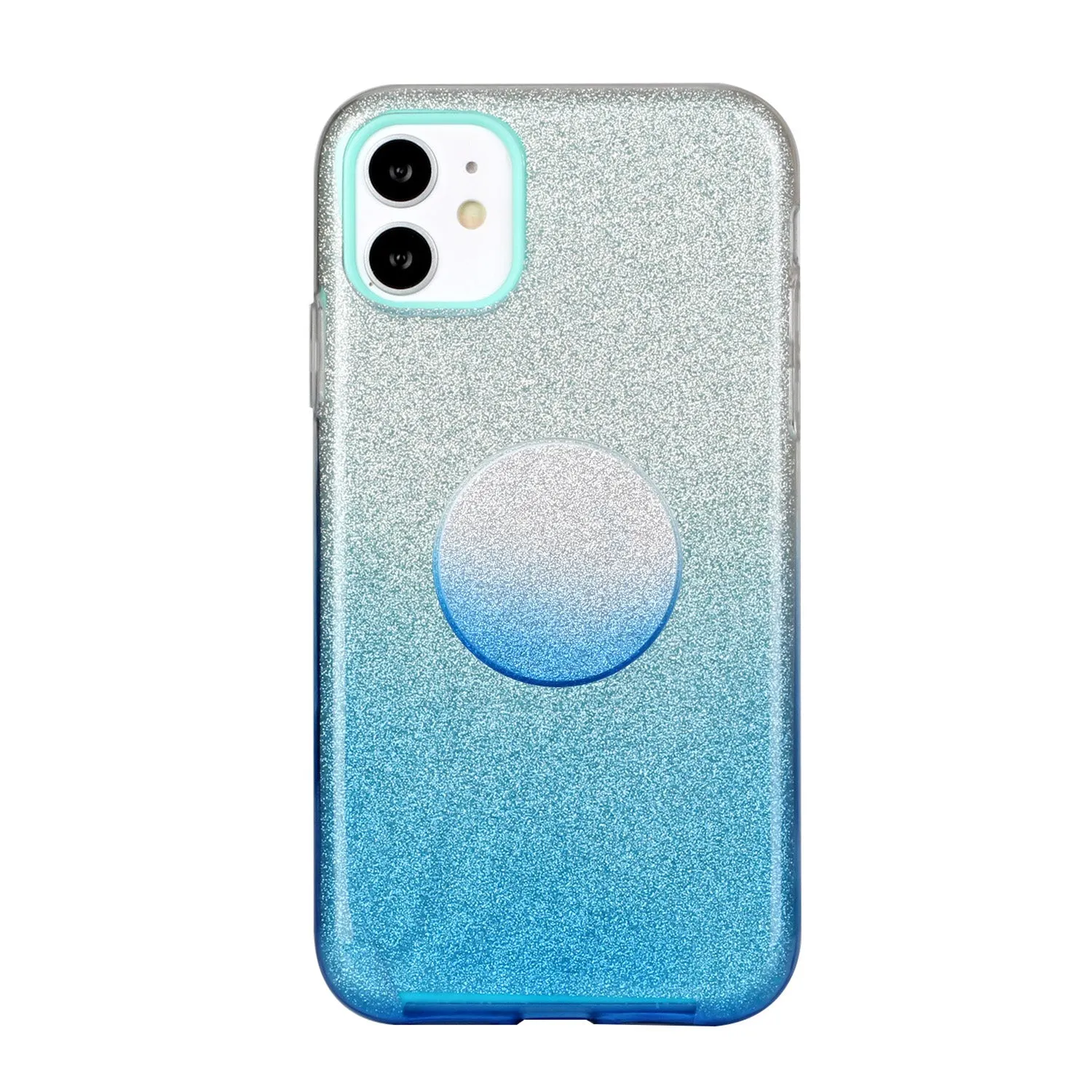 For iphone X/XS/XR/XS MAX/11/11 pro MAX Phone Case Gradient Color Glitter Powder Phone Cover with Airbag Bracket blue