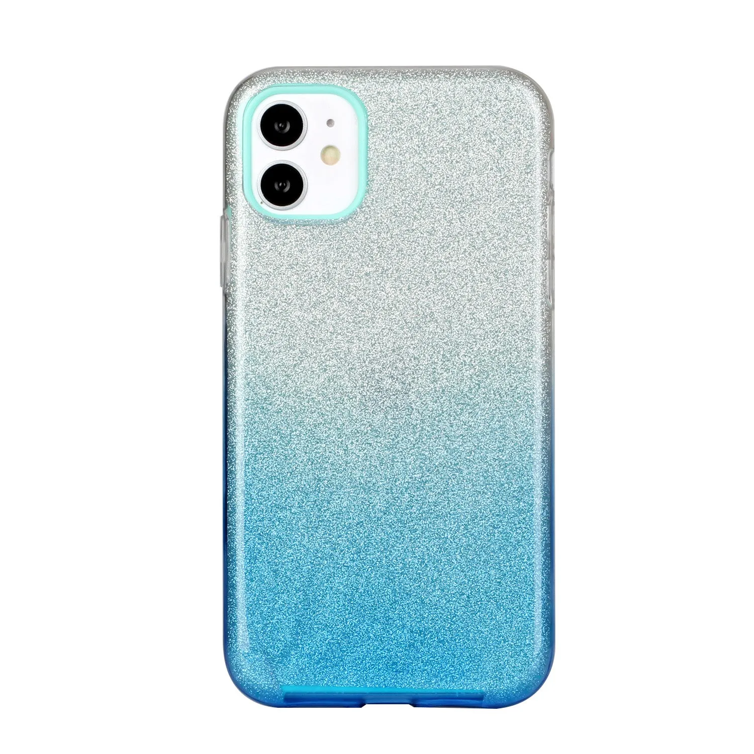 For iphone X/XS/XR/XS MAX/11/11 pro MAX Phone Case Gradient Color Glitter Powder Phone Cover with Airbag Bracket blue