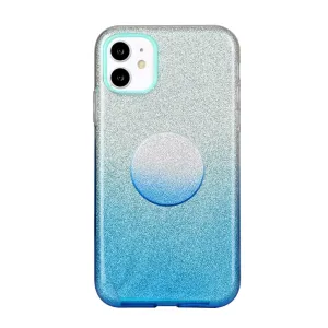 For iphone X/XS/XR/XS MAX/11/11 pro MAX Phone Case Gradient Color Glitter Powder Phone Cover with Airbag Bracket blue