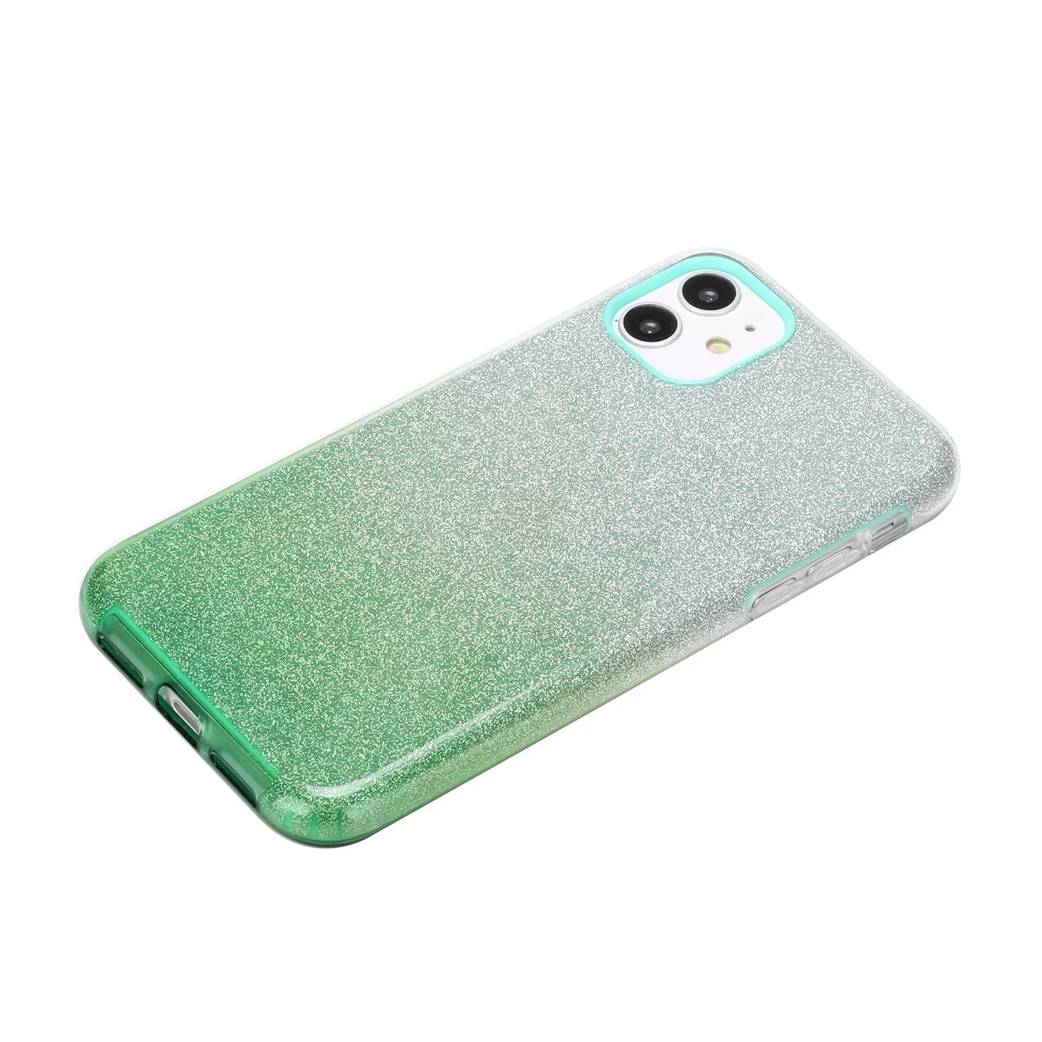 For iphone X/XS/XR/XS MAX/11/11 pro MAX Phone Case Gradient Color Glitter Powder Phone Cover with Airbag Bracket green