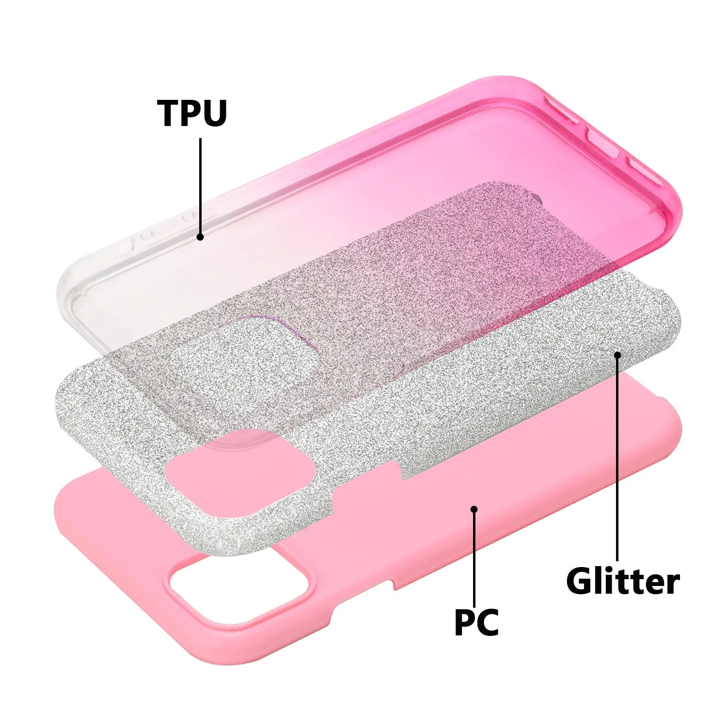 For iphone X/XS/XR/XS MAX/11/11 pro MAX Phone Case Gradient Color Glitter Powder Phone Cover with Airbag Bracket Pink