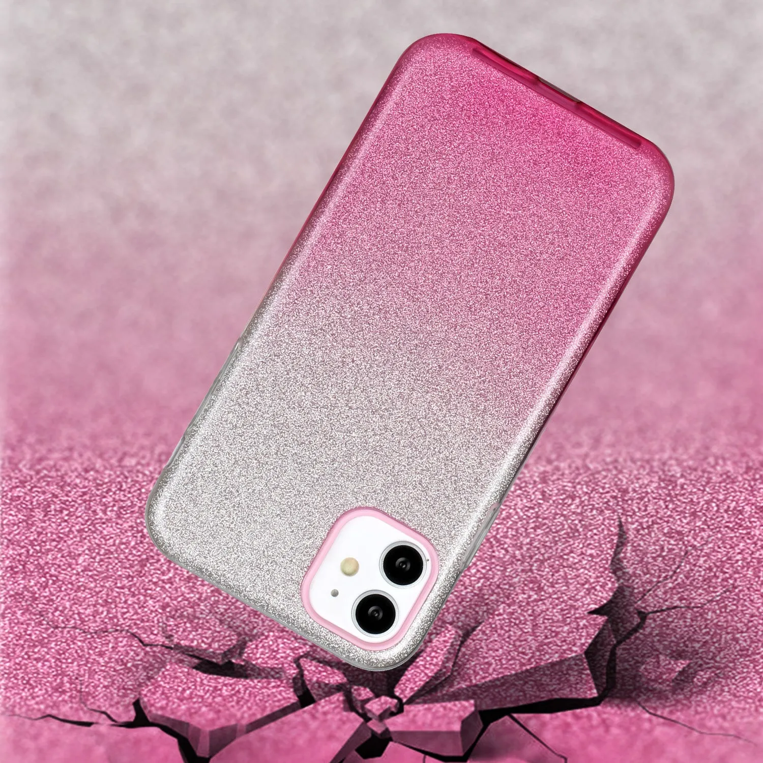 For iphone X/XS/XR/XS MAX/11/11 pro MAX Phone Case Gradient Color Glitter Powder Phone Cover with Airbag Bracket Pink