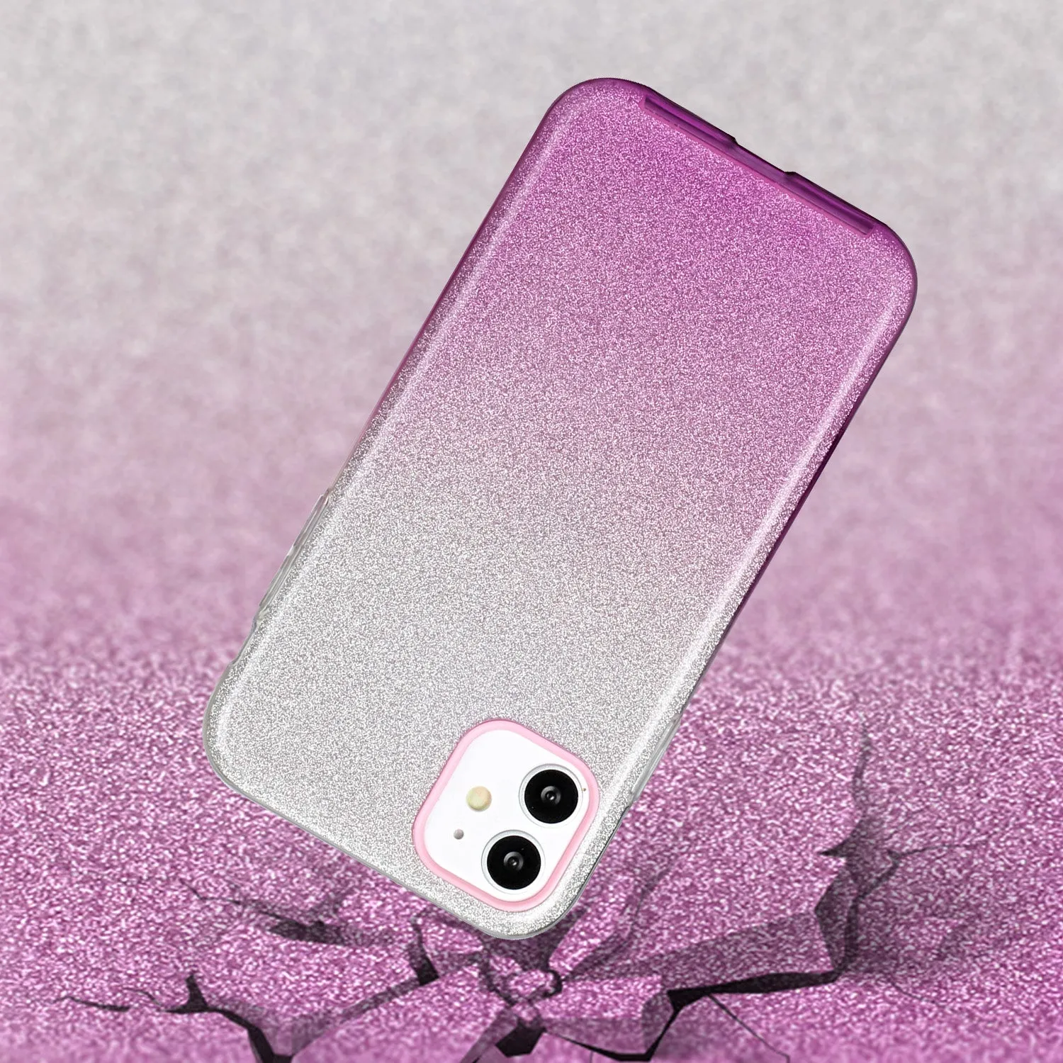 For iphone X/XS/XR/XS MAX/11/11 pro MAX Phone Case Gradient Color Glitter Powder Phone Cover with Airbag Bracket purple