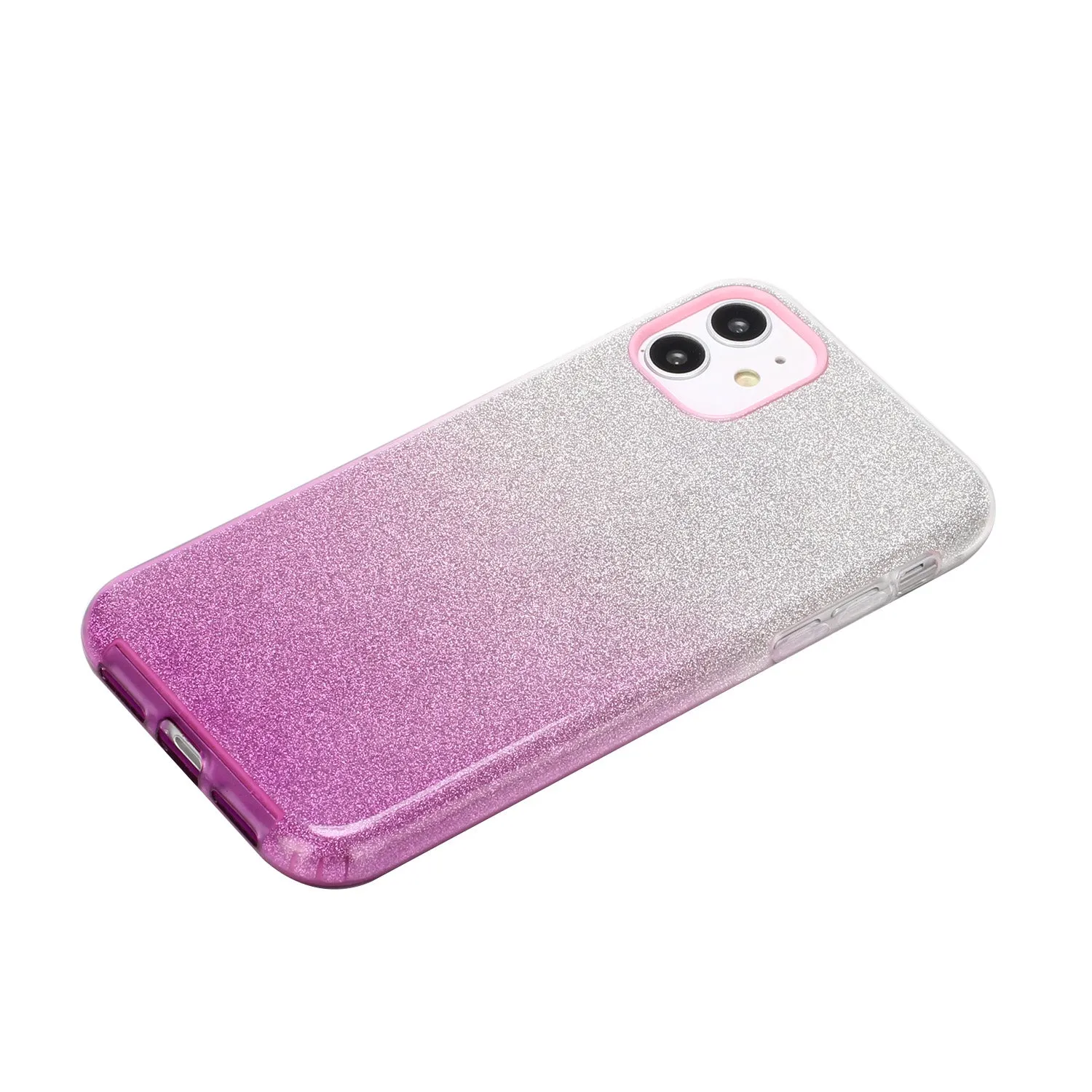 For iphone X/XS/XR/XS MAX/11/11 pro MAX Phone Case Gradient Color Glitter Powder Phone Cover with Airbag Bracket purple