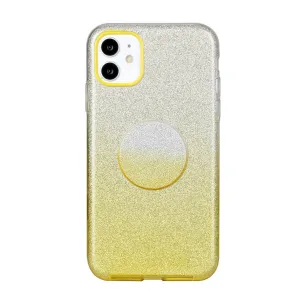 For iphone X/XS/XR/XS MAX/11/11 pro MAX Phone Case Gradient Color Glitter Powder Phone Cover with Airbag Bracket yellow