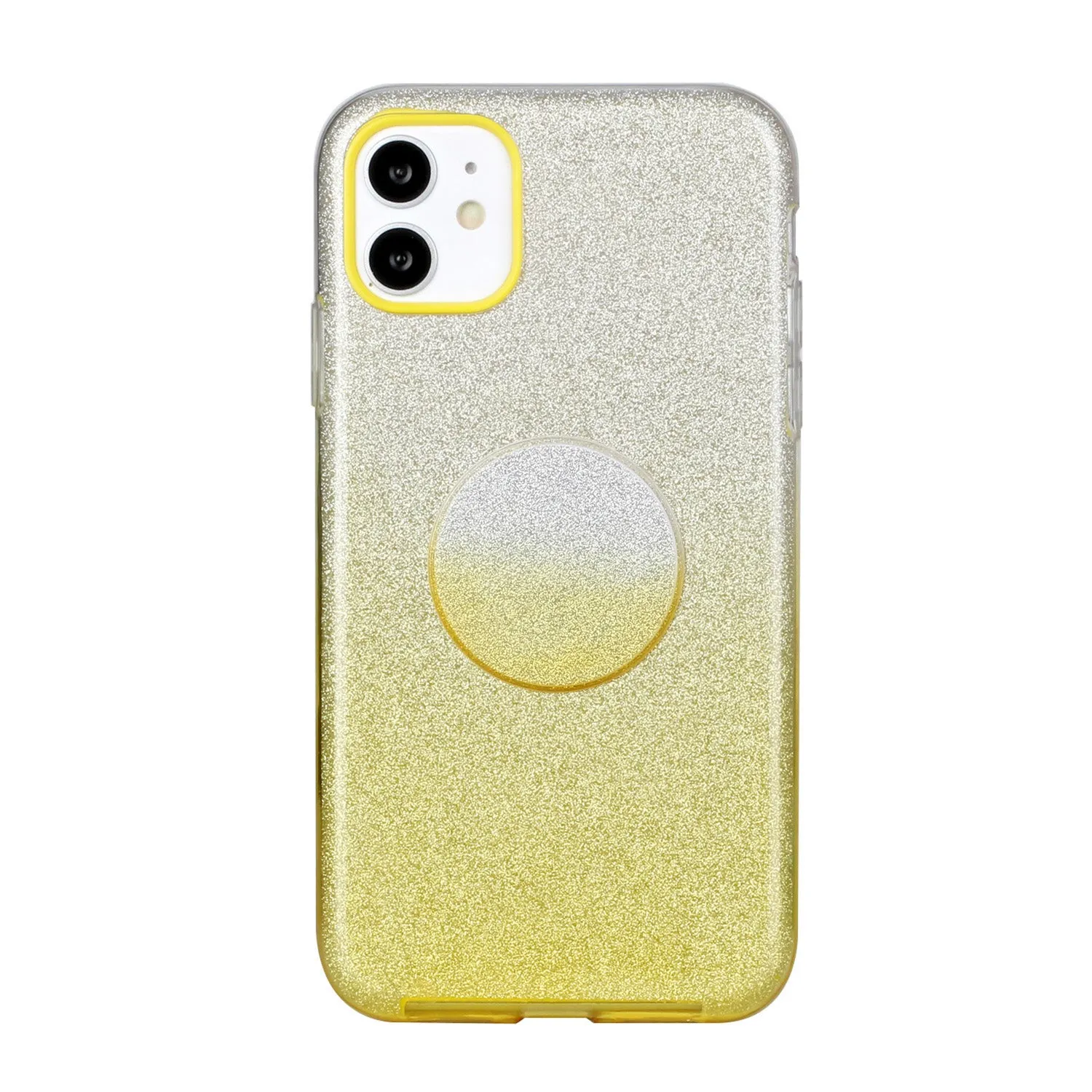 For iphone X/XS/XR/XS MAX/11/11 pro MAX Phone Case Gradient Color Glitter Powder Phone Cover with Airbag Bracket yellow