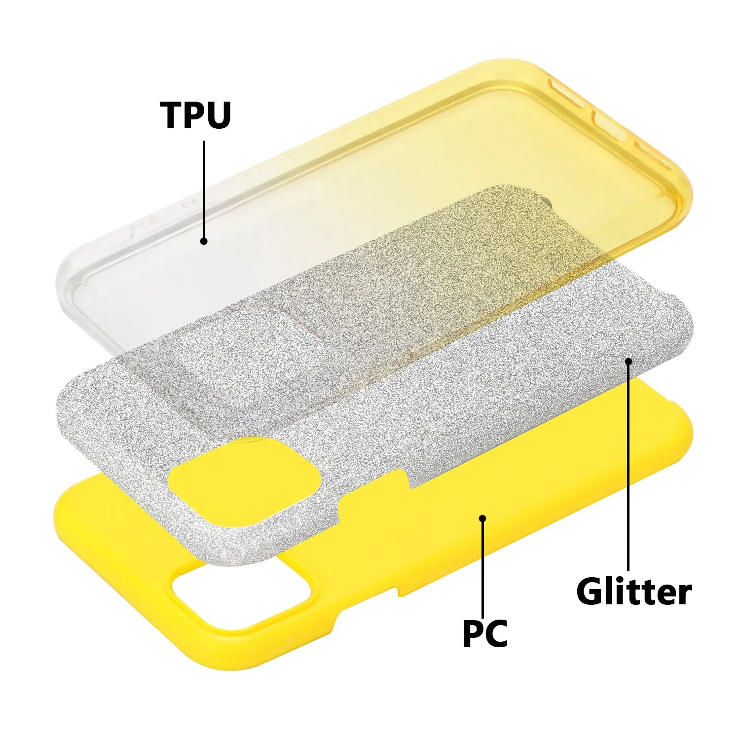 For iphone X/XS/XR/XS MAX/11/11 pro MAX Phone Case Gradient Color Glitter Powder Phone Cover with Airbag Bracket yellow