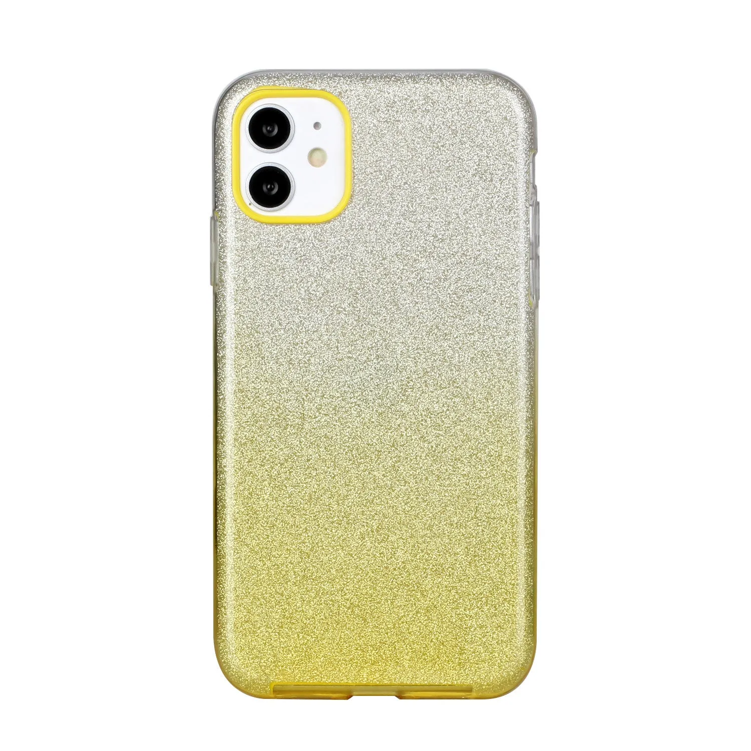For iphone X/XS/XR/XS MAX/11/11 pro MAX Phone Case Gradient Color Glitter Powder Phone Cover with Airbag Bracket yellow