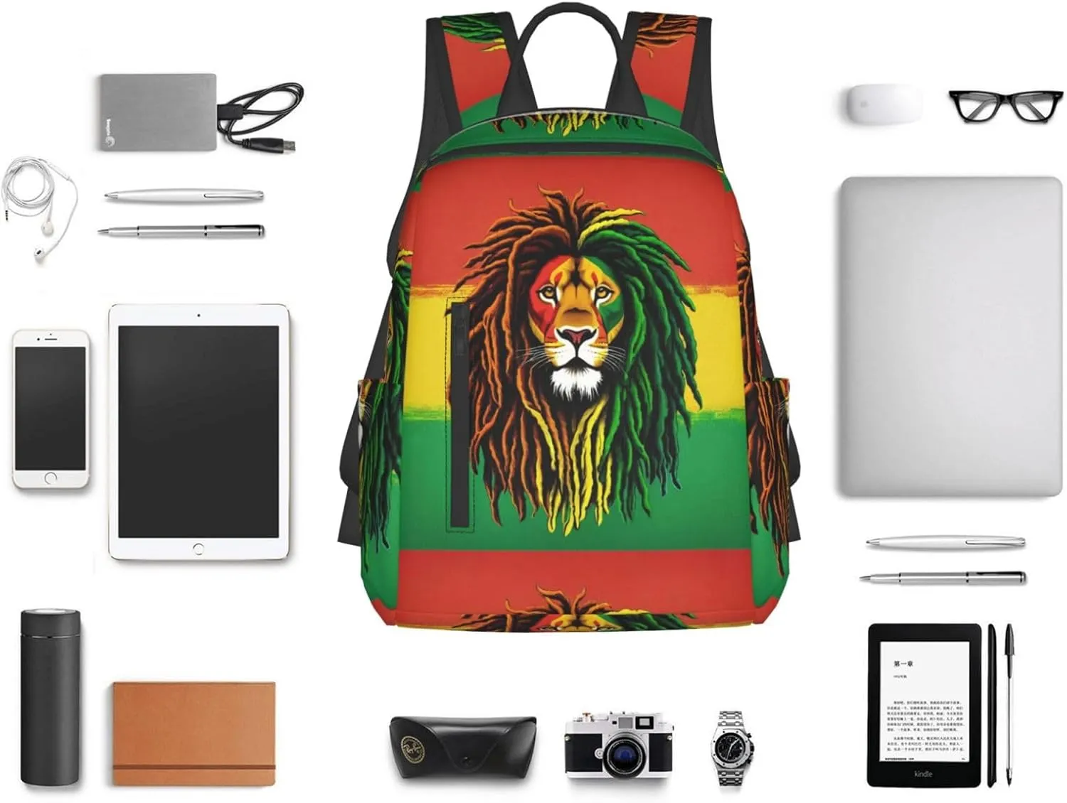 For Jamaican Rasta Flag Rastafarian Reggae Lion backpack bookbag laptop shoulder bag travel work backpacks multipurpose daypack for men women