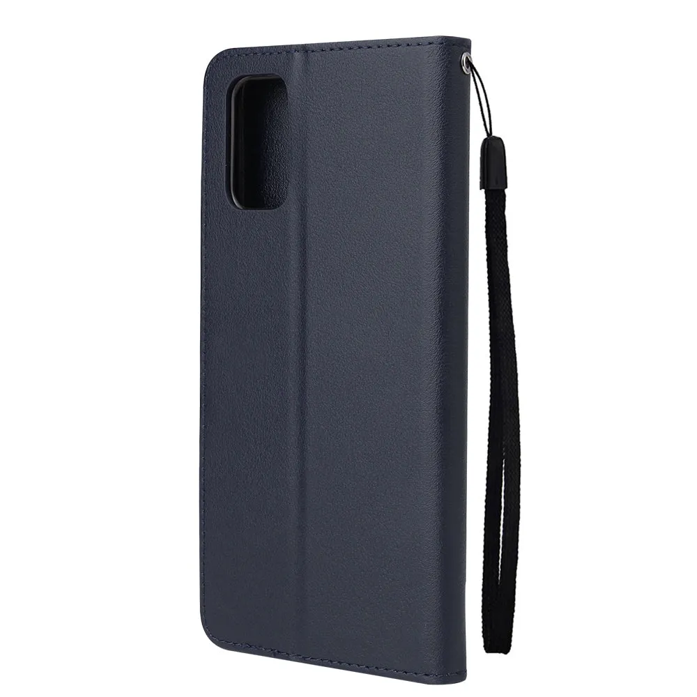 For OPPO A52/A72/A92 PU Leather Protective Phone Case with 3 Cards Slots Bracket blue