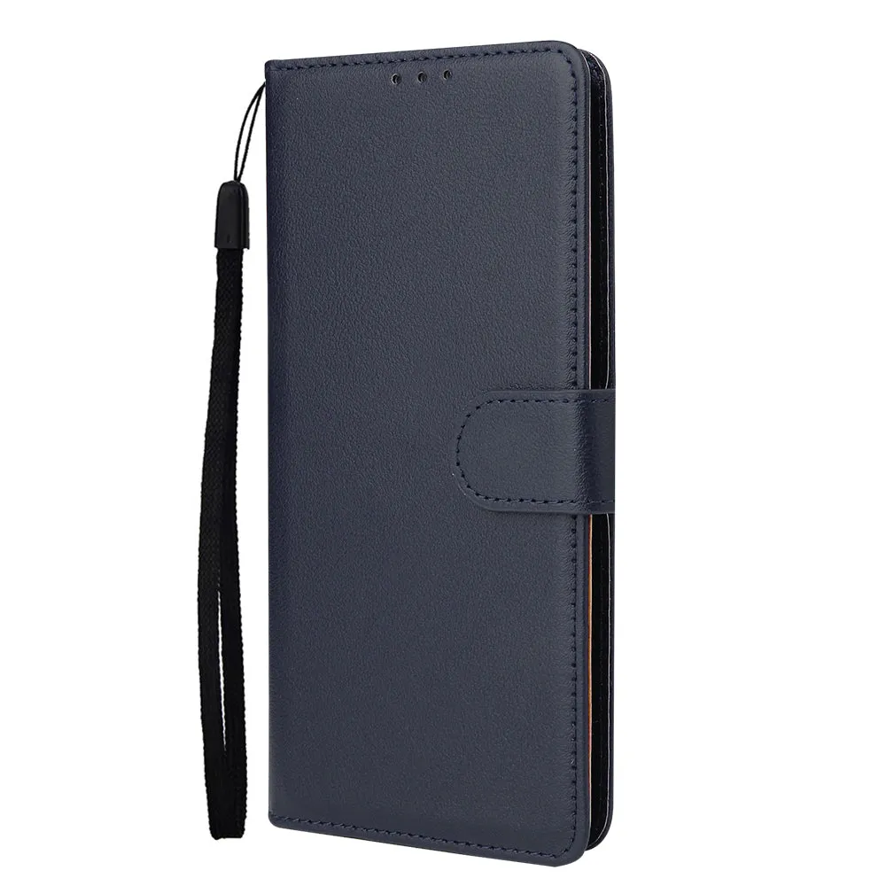 For OPPO A52/A72/A92 PU Leather Protective Phone Case with 3 Cards Slots Bracket blue