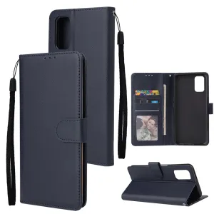 For OPPO A52/A72/A92 PU Leather Protective Phone Case with 3 Cards Slots Bracket blue