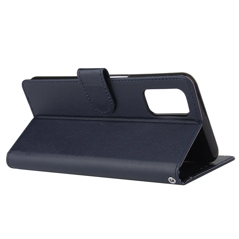 For OPPO A52/A72/A92 PU Leather Protective Phone Case with 3 Cards Slots Bracket blue