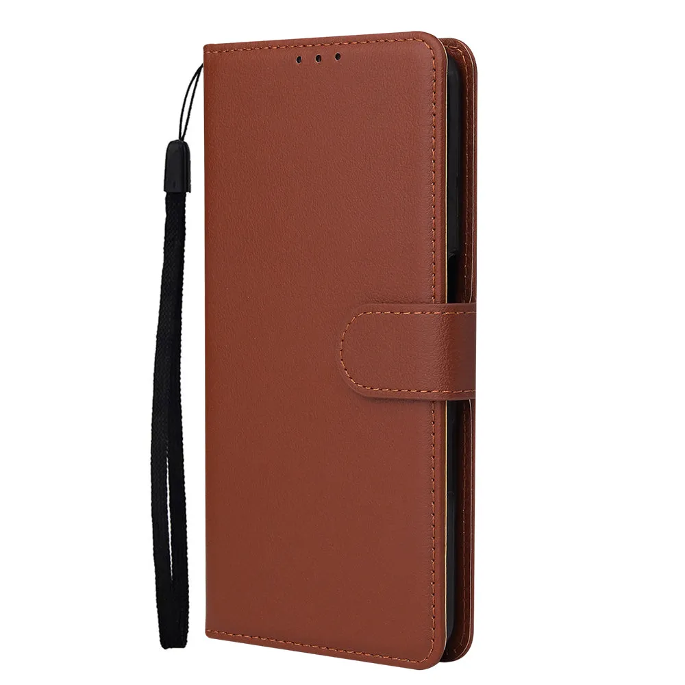 For OPPO A52/A72/A92 PU Leather Protective Phone Case with 3 Cards Slots Bracket red