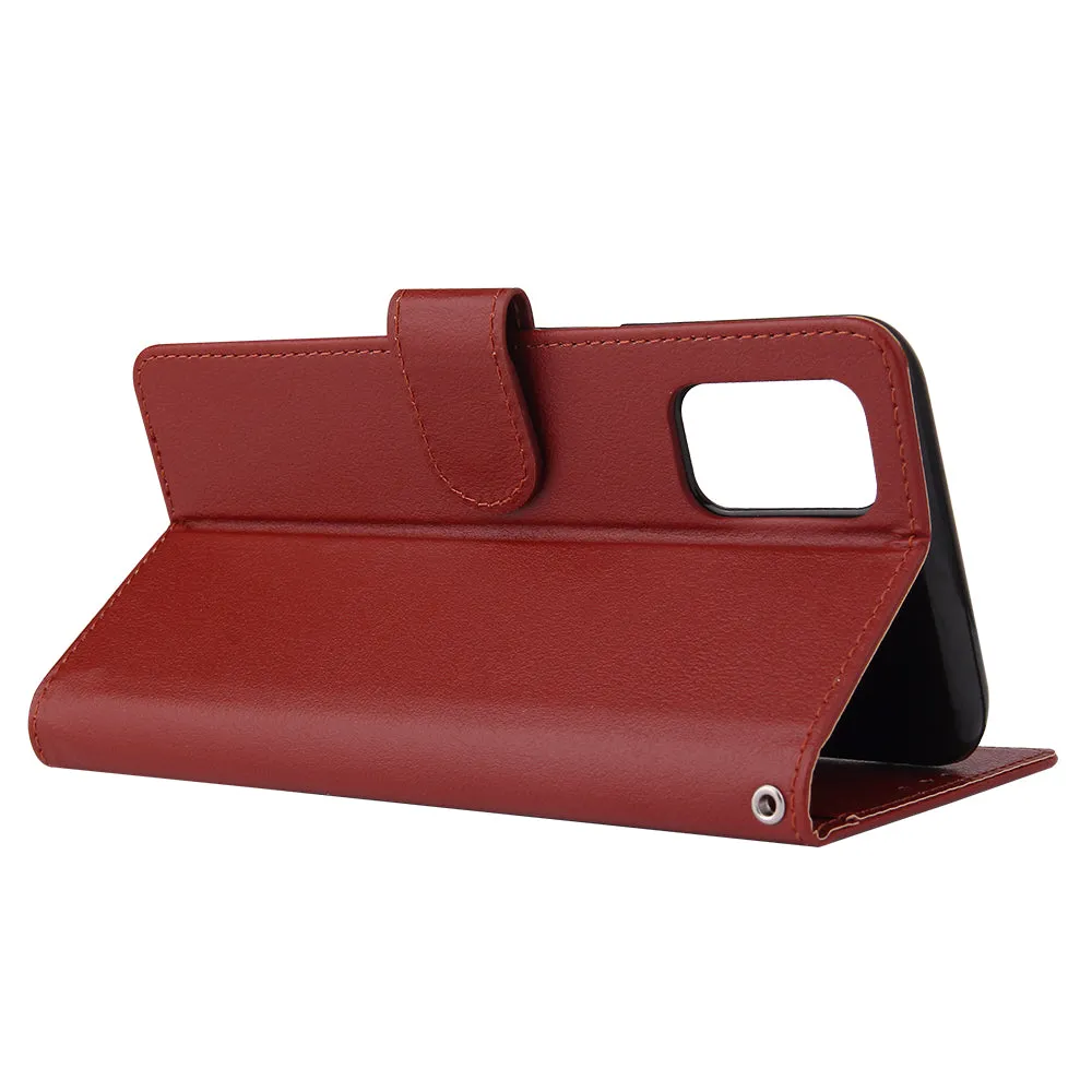 For OPPO A52/A72/A92 PU Leather Protective Phone Case with 3 Cards Slots Bracket red