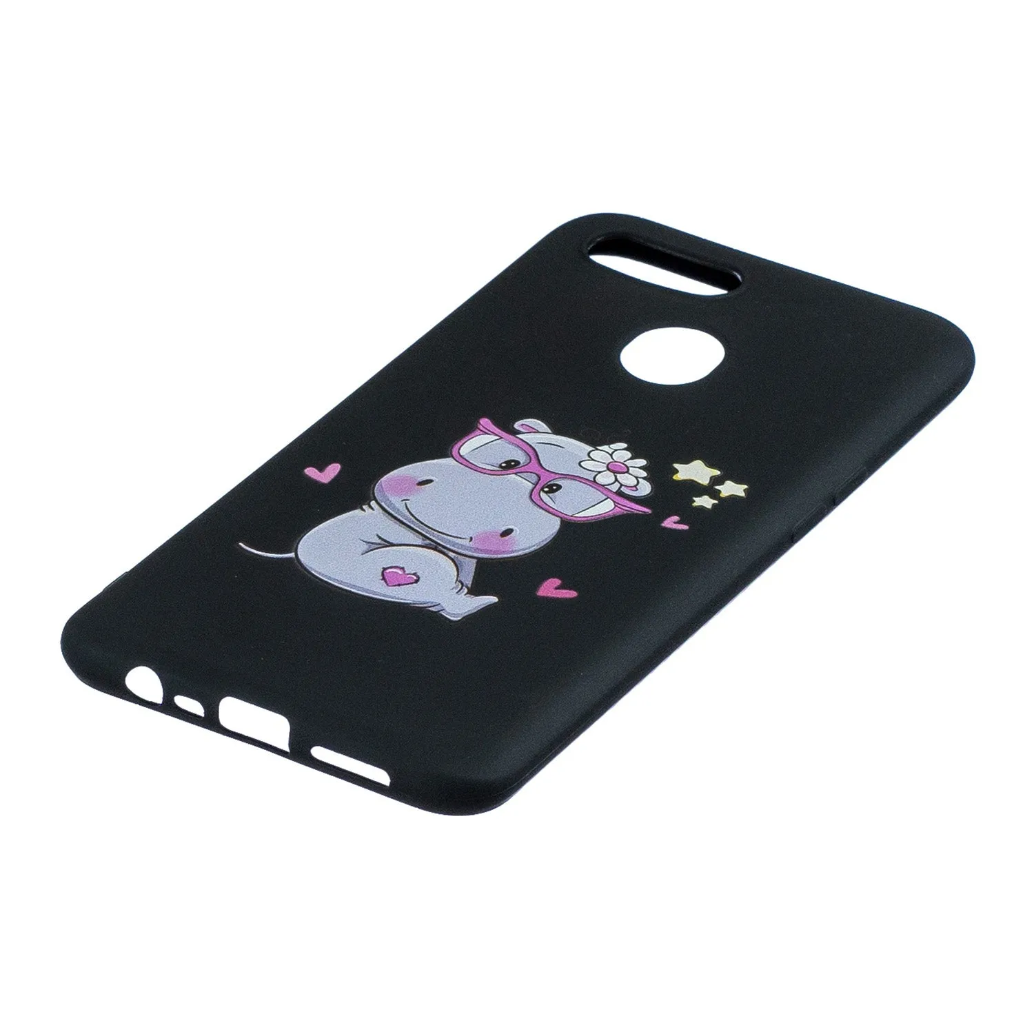 For OPPO A7 Cartoon Lovely Coloured Painted Soft TPU Back Cover Non-slip Shockproof Full Protective Case with Lanyard sapphire