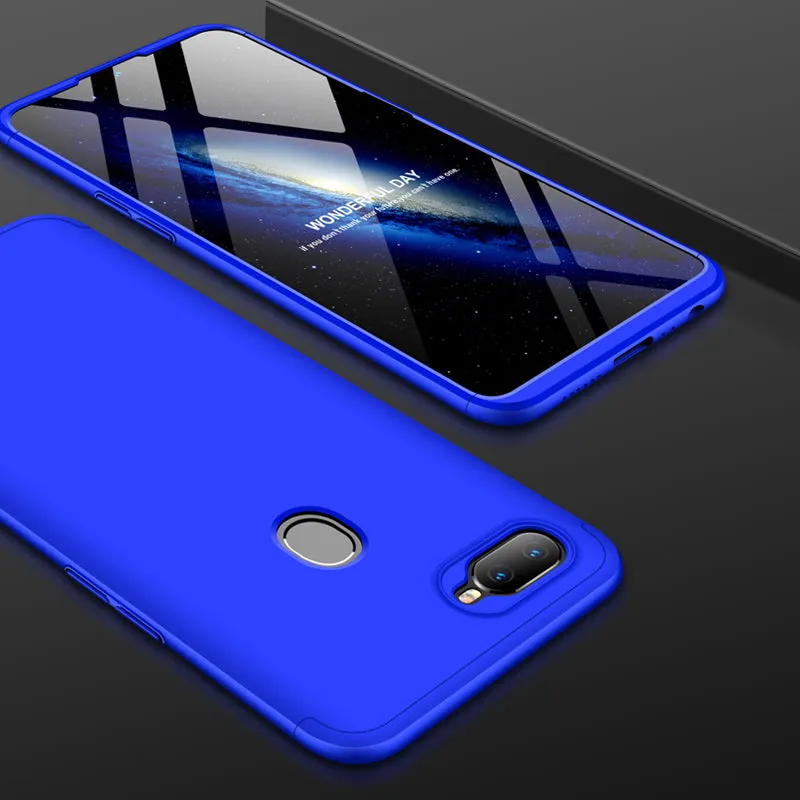 for Oppo A7 Ultra Slim PC Back Cover Non-slip Shockproof 360 Degree Full Protective Case blue_Oppo A7