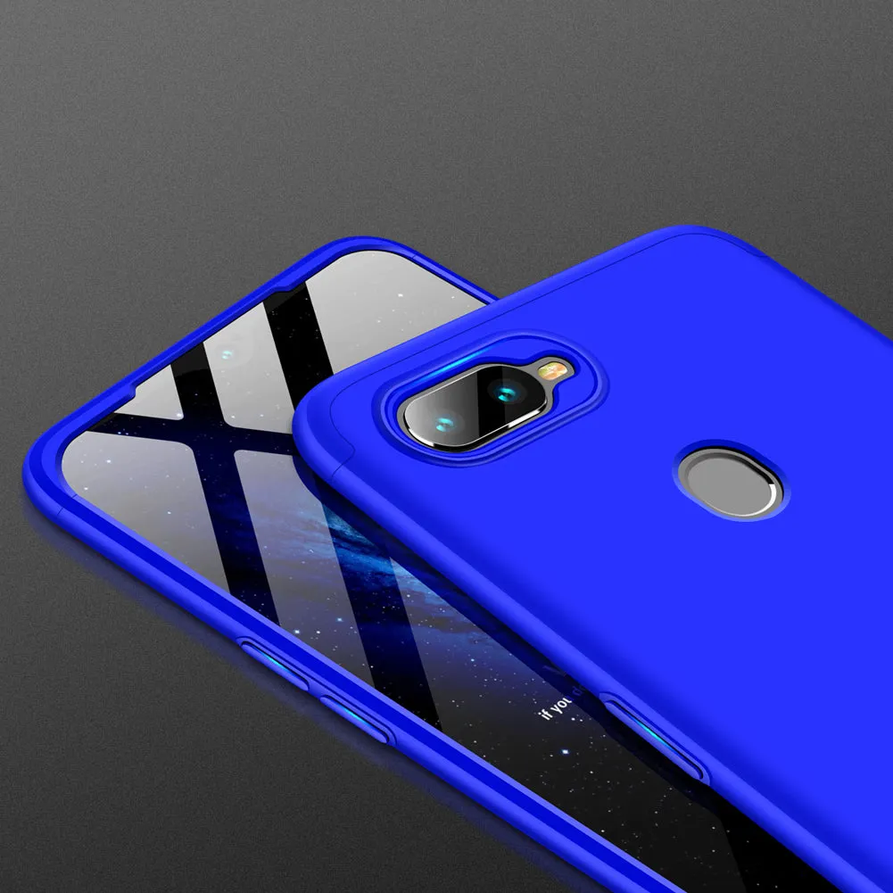 for Oppo A7 Ultra Slim PC Back Cover Non-slip Shockproof 360 Degree Full Protective Case blue_Oppo A7