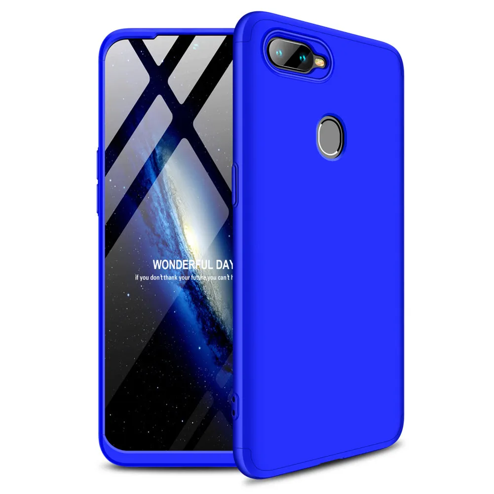 for Oppo A7 Ultra Slim PC Back Cover Non-slip Shockproof 360 Degree Full Protective Case blue_Oppo A7