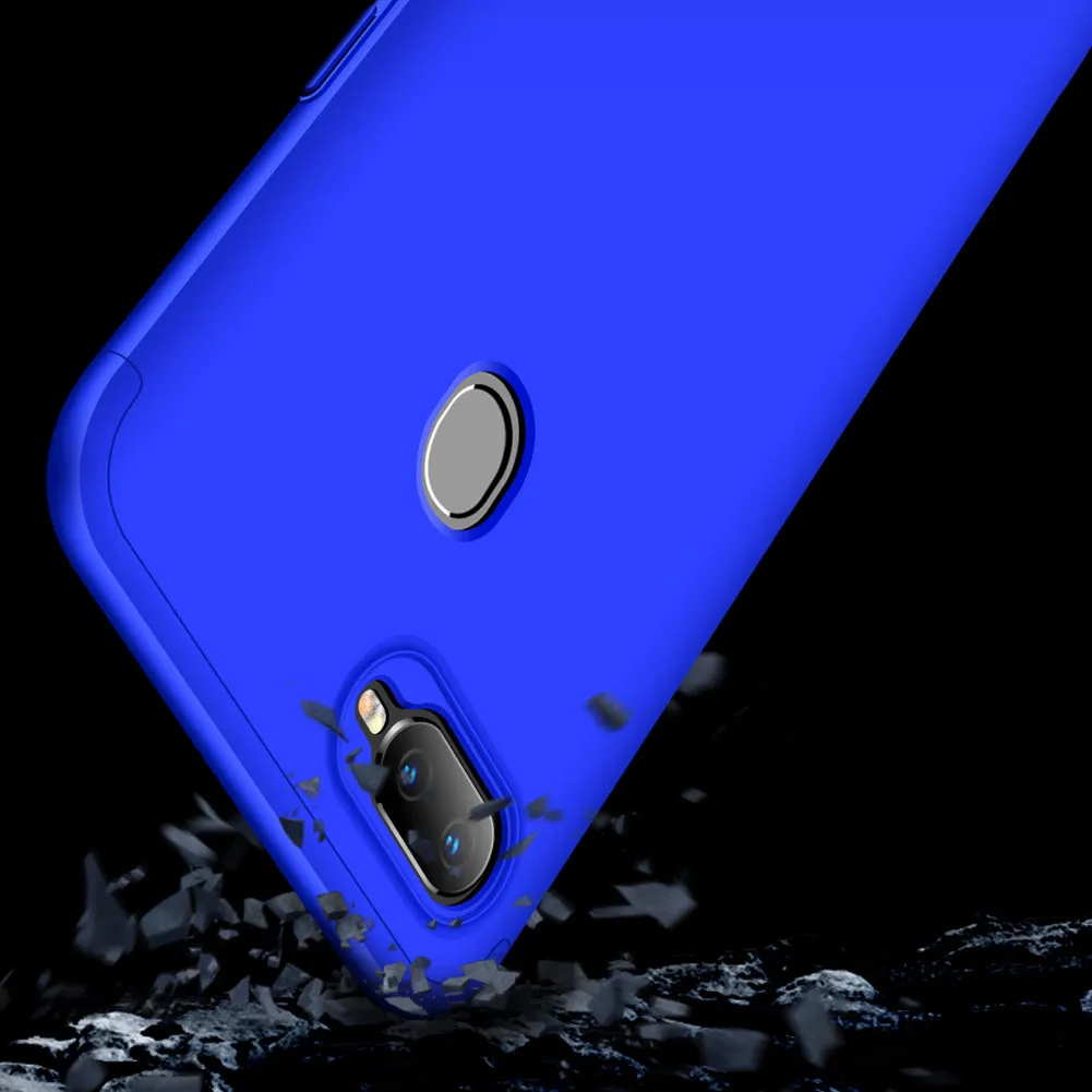 for Oppo A7 Ultra Slim PC Back Cover Non-slip Shockproof 360 Degree Full Protective Case blue_Oppo A7