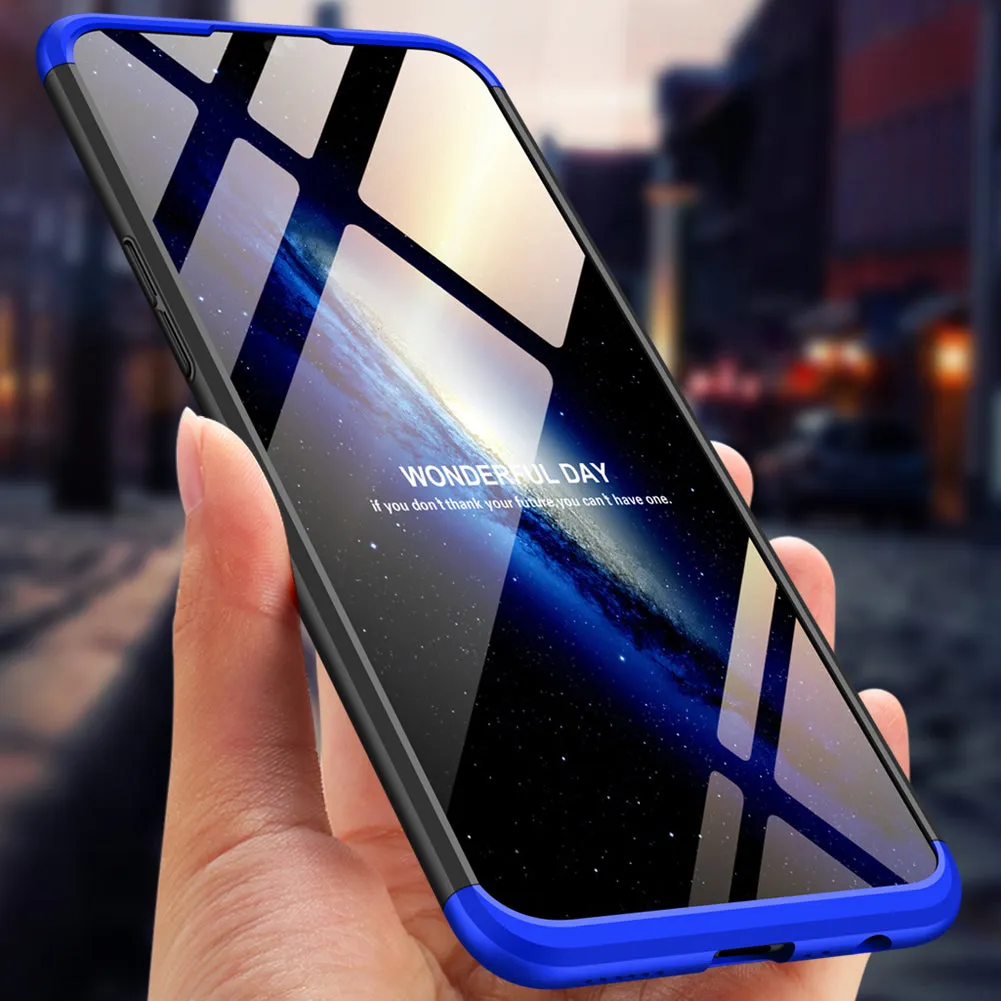 for Oppo A7 Ultra Slim PC Back Cover Non-slip Shockproof 360 Degree Full Protective Case Red black red_Oppo A7