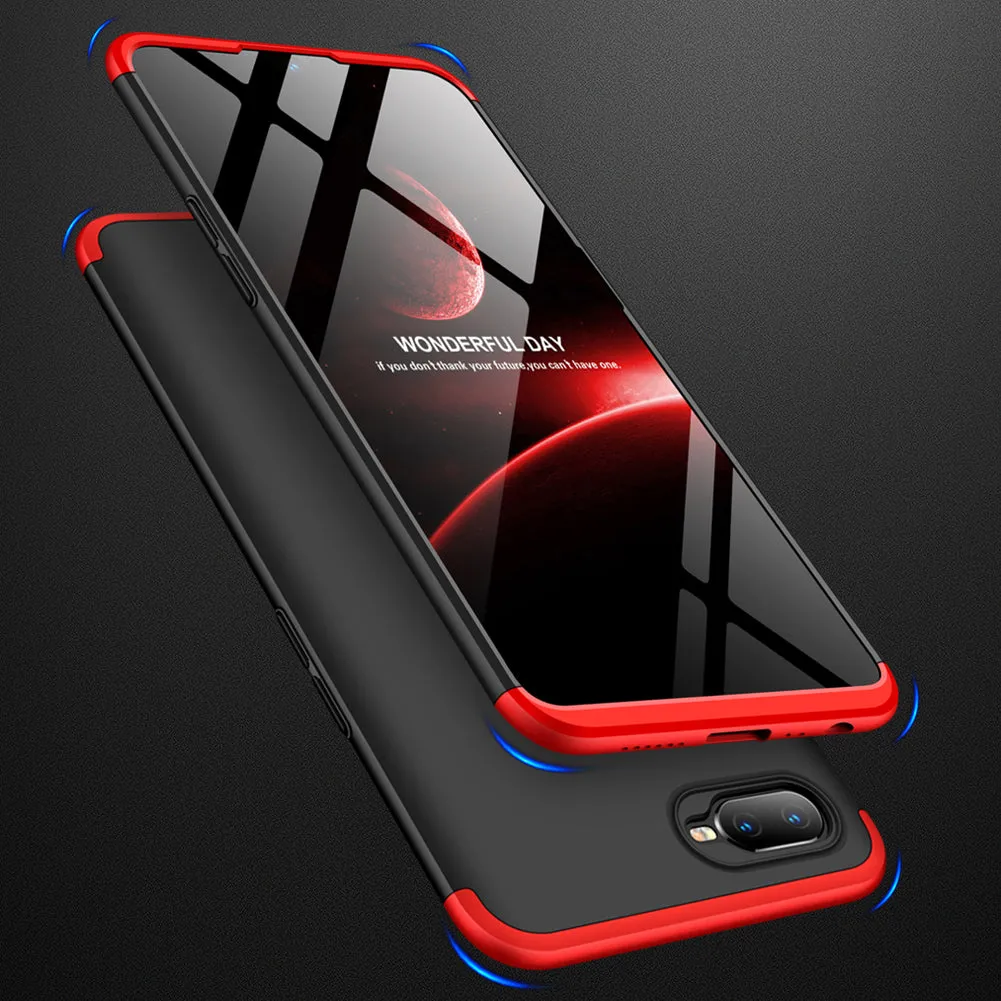 for Oppo A7 Ultra Slim PC Back Cover Non-slip Shockproof 360 Degree Full Protective Case Red black red_Oppo A7