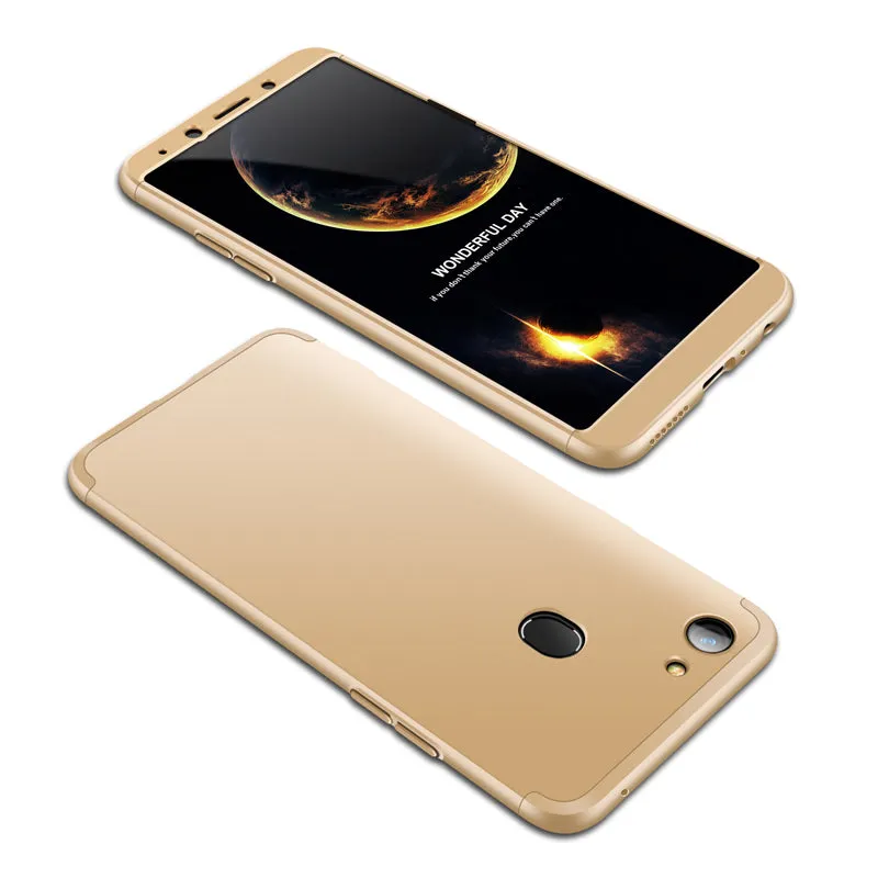 For OPPO A73/F5/F5 Youth/A75 Taiwan Slim 3 in 1 Hybrid Hard Case Full Body 360 Degree Protection Back Cover black