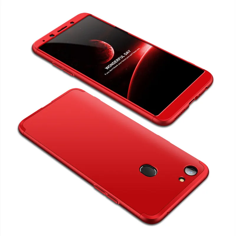 For OPPO A73/F5/F5 Youth/A75 Taiwan Slim 3 in 1 Hybrid Hard Case Full Body 360 Degree Protection Back Cover Red black red