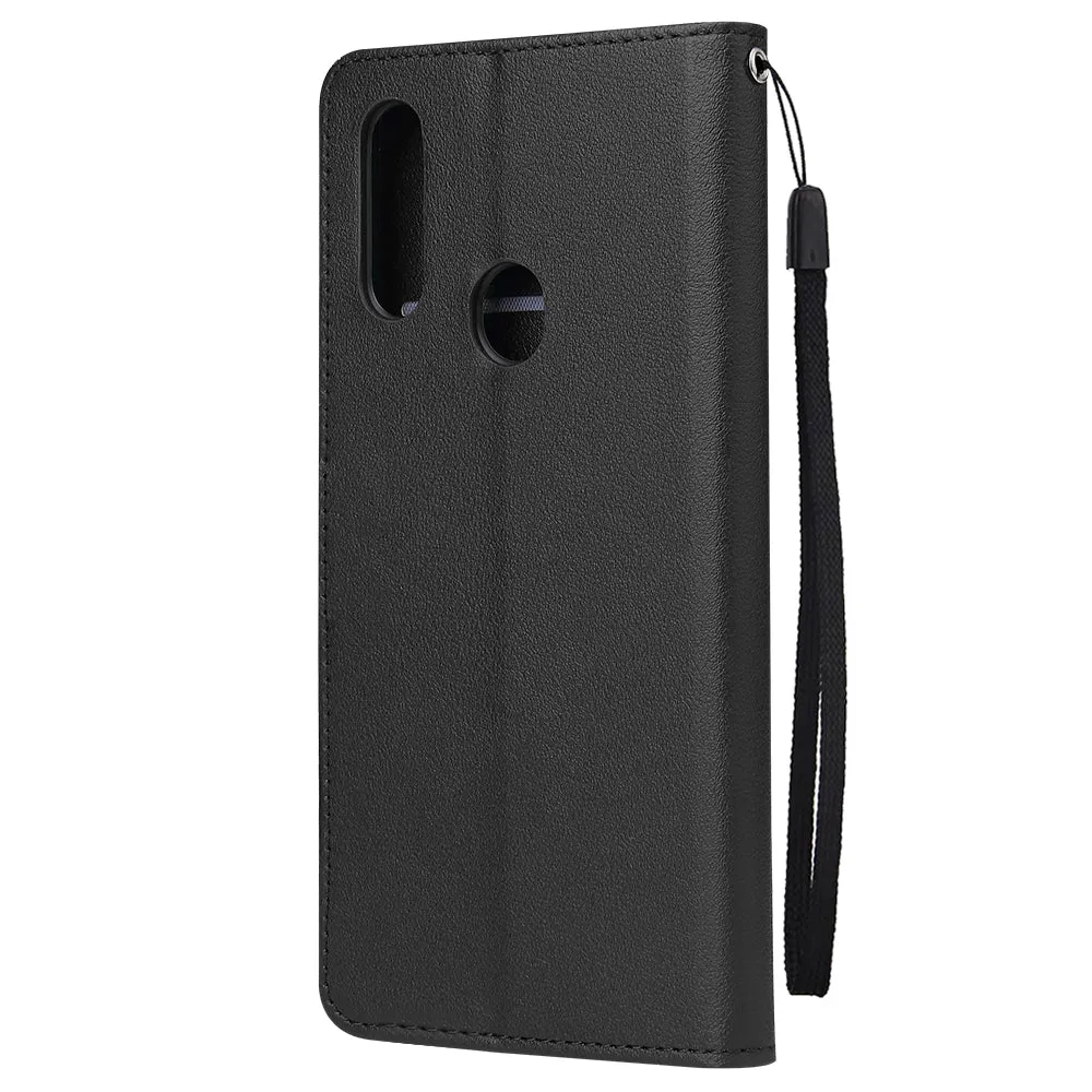 For OPPO A8 / A31/Realme XT / X2 Mobile Phone Case PU Buckle Closure Wallet Design Cards Slots All-round Protection Phone Cover  black
